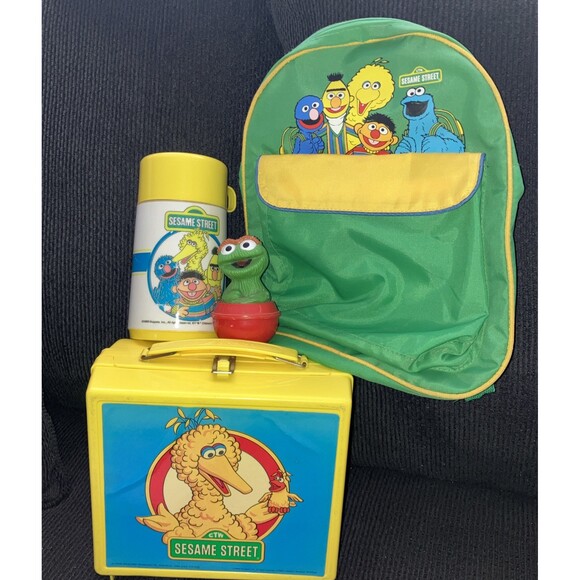 Other - Sesame Street Vintage Lunchbox Bookbag & Oscar Toy